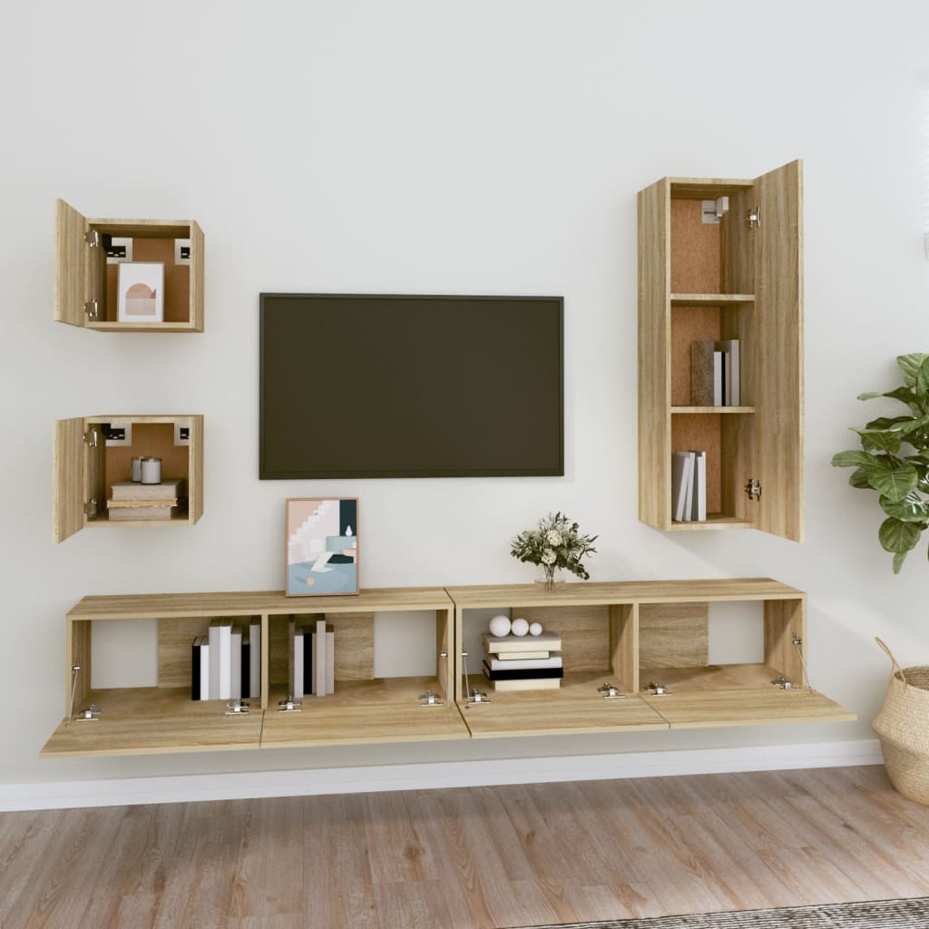 5-dijelni set TV ormarića boja hrasta sonome konstruirano drvo