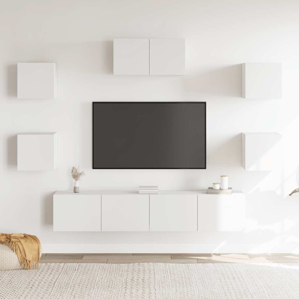 7-dijelni set TV ormarića bijeli od konstruiranog drva