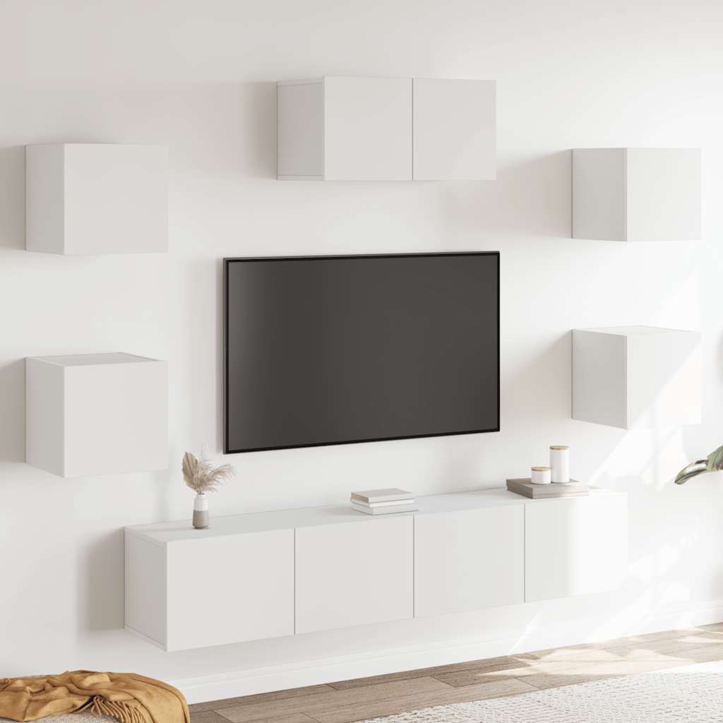 7-dijelni set TV ormarića bijeli od konstruiranog drva