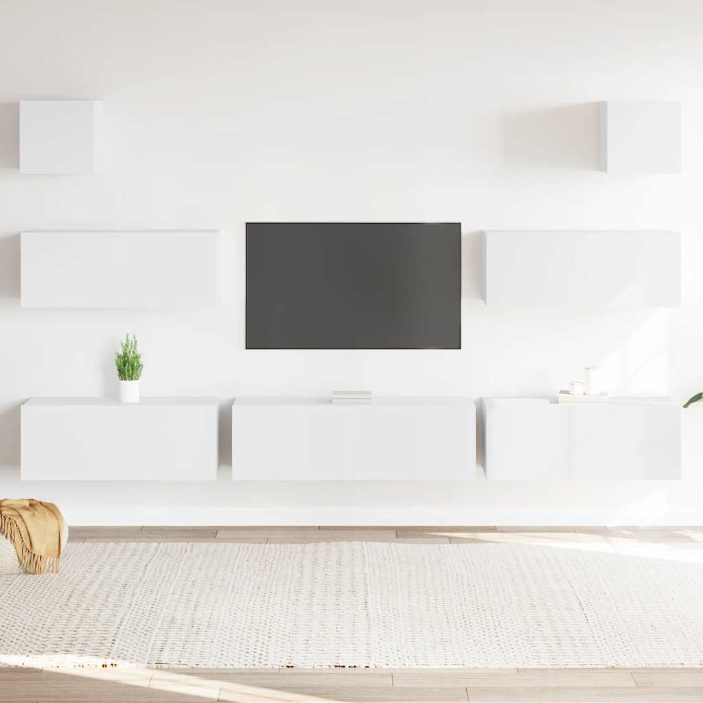 7-dijelni set TV ormarića bijeli od konstruiranog drva