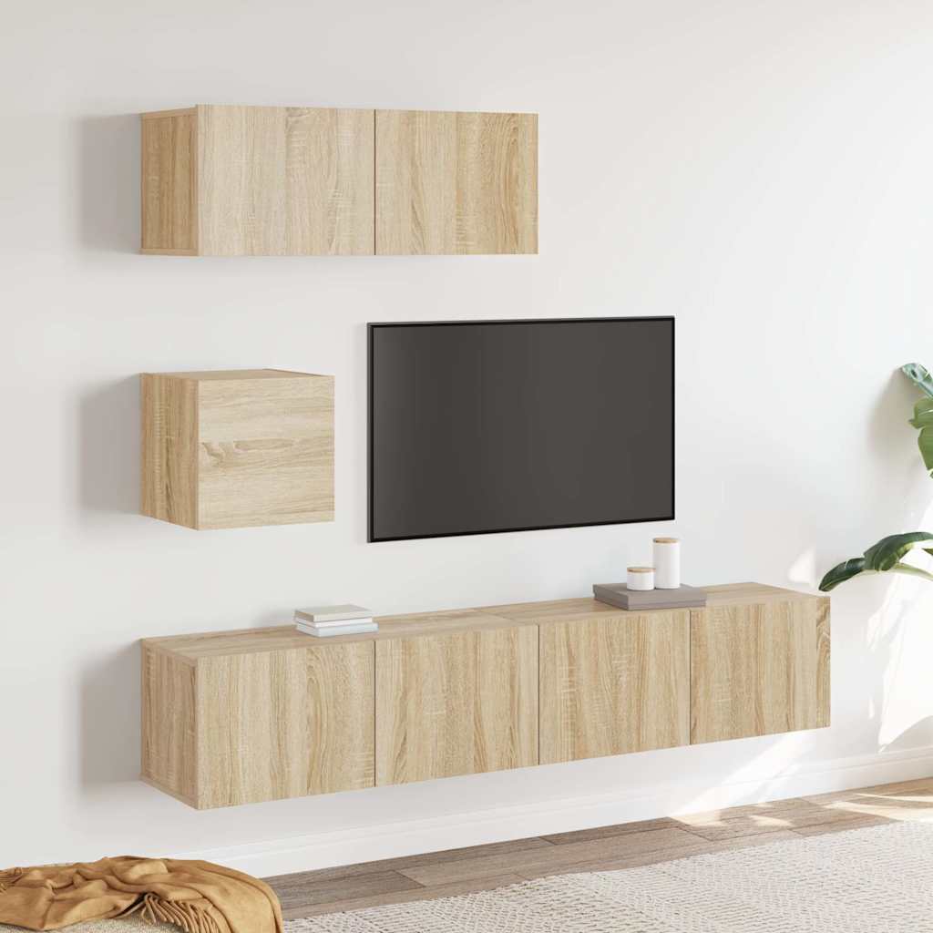 4-dijelni set TV ormarića boja hrasta sonome konstruirano drvo