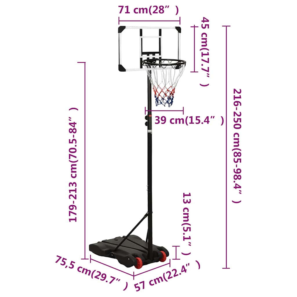 Košarkaški stalak prozirni 216 - 250 cm polikarbonantni