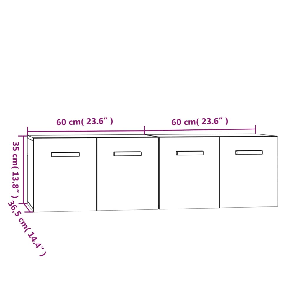 Zidni ormarići 2 kom boja hrasta 60x36,5x35cm konstruirano drvo