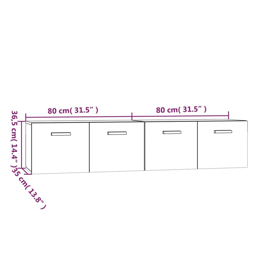 Zidni ormarići 2 kom bijeli 80 x 35 x 36,5 cm konstruirano drvo