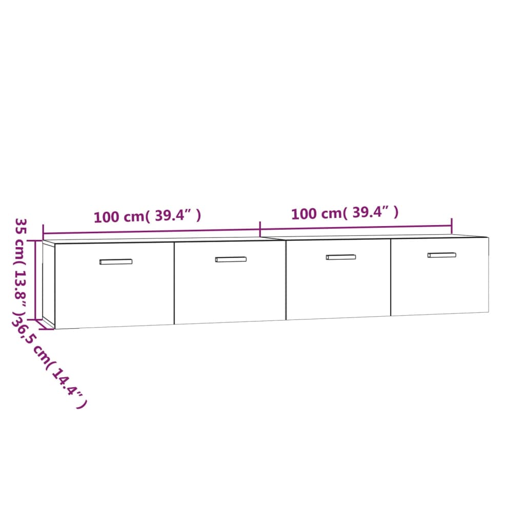 Zidni ormarići 2 kom boja siva betona 100x36,5x35 cm drveni