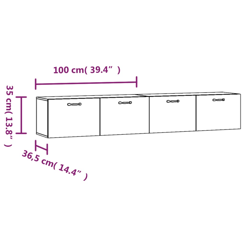 Zidni ormarići 2 kom bijeli 100x36,5x35 cm konstruirano drvo