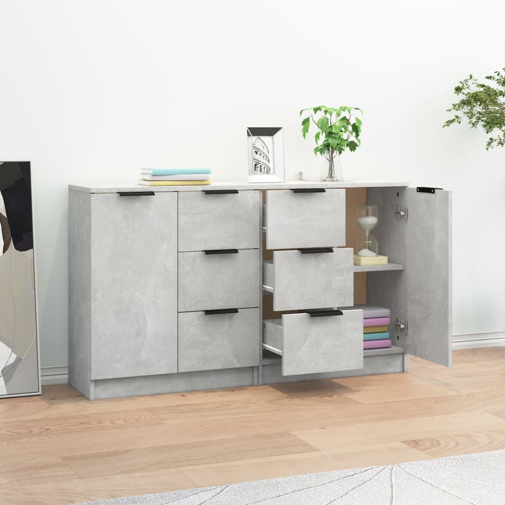 Komoda 2 kom siva boja betona 60x30x70 cm od konstruiranog drva