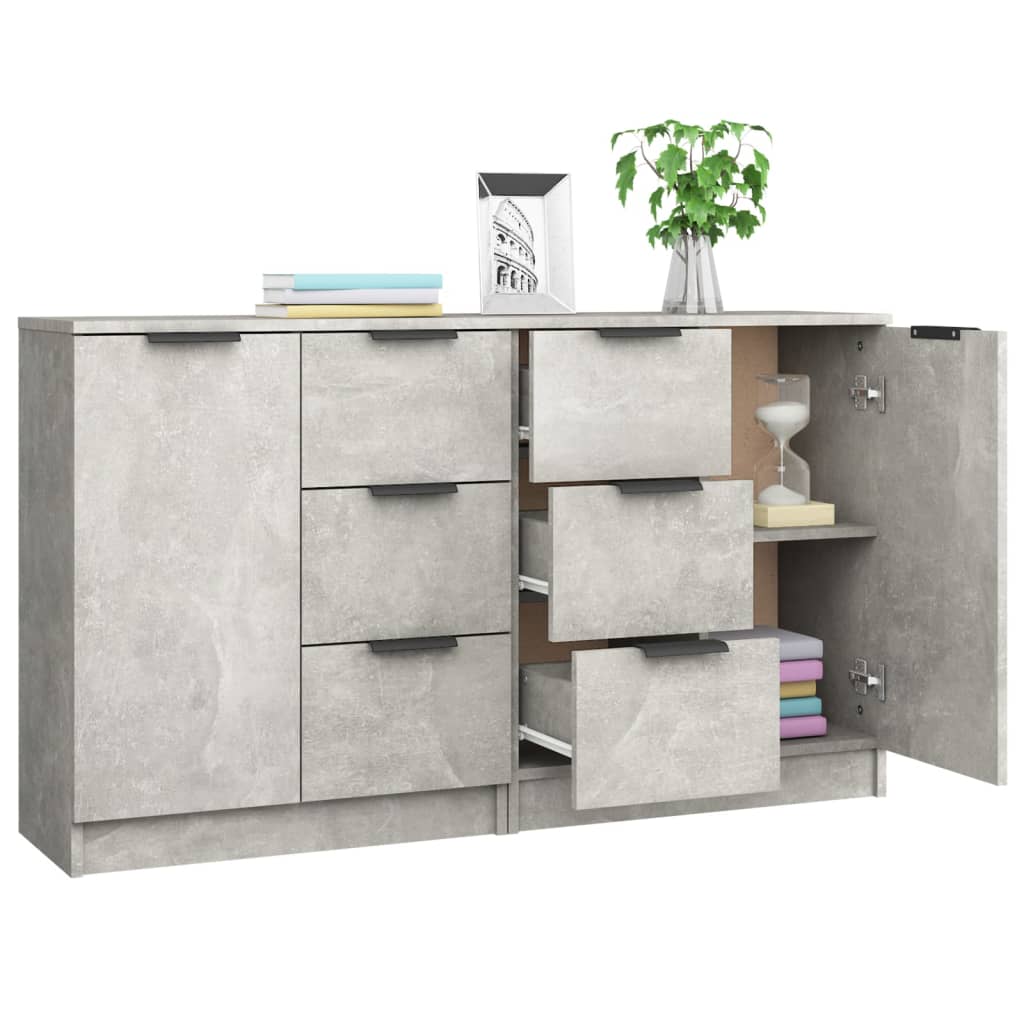 Komoda 2 kom siva boja betona 60x30x70 cm od konstruiranog drva