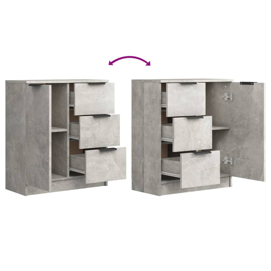 Komoda 2 kom siva boja betona 60x30x70 cm od konstruiranog drva