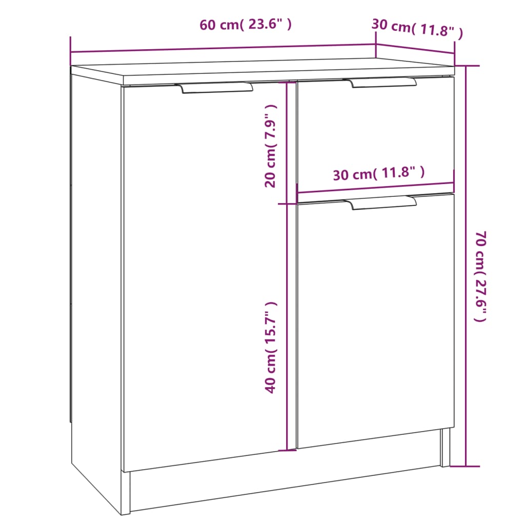 Komode 2 kom boja hrasta sonome 60x30x70 cm konstruirano drvo