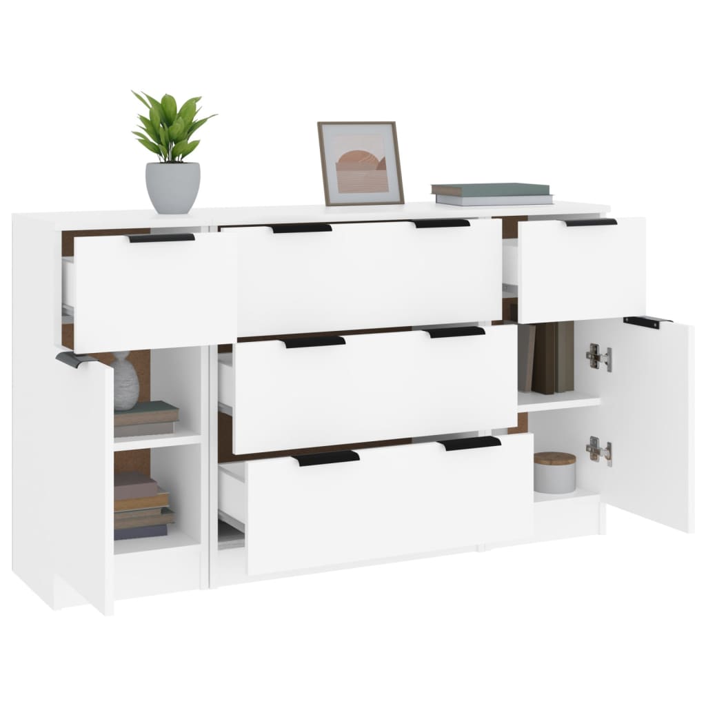3-dijelni set komoda bijeli od konstruiranog drva