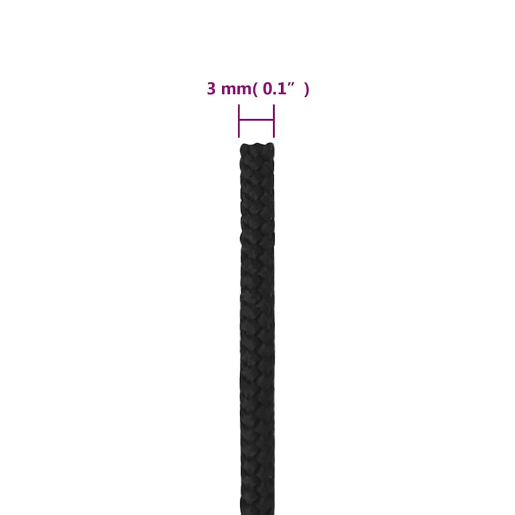 Brodski konop tamnocrni 3 mm 25 m od polipropilena