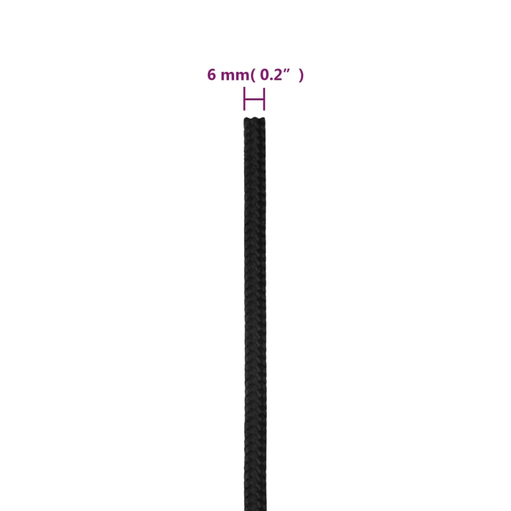 Brodski konop tamnocrni 6 mm 25 m od polipropilena