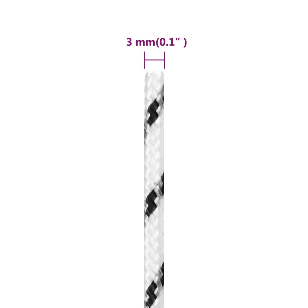 Pleteni brodski konop bijeli 3 mm x 50 m poliesterski