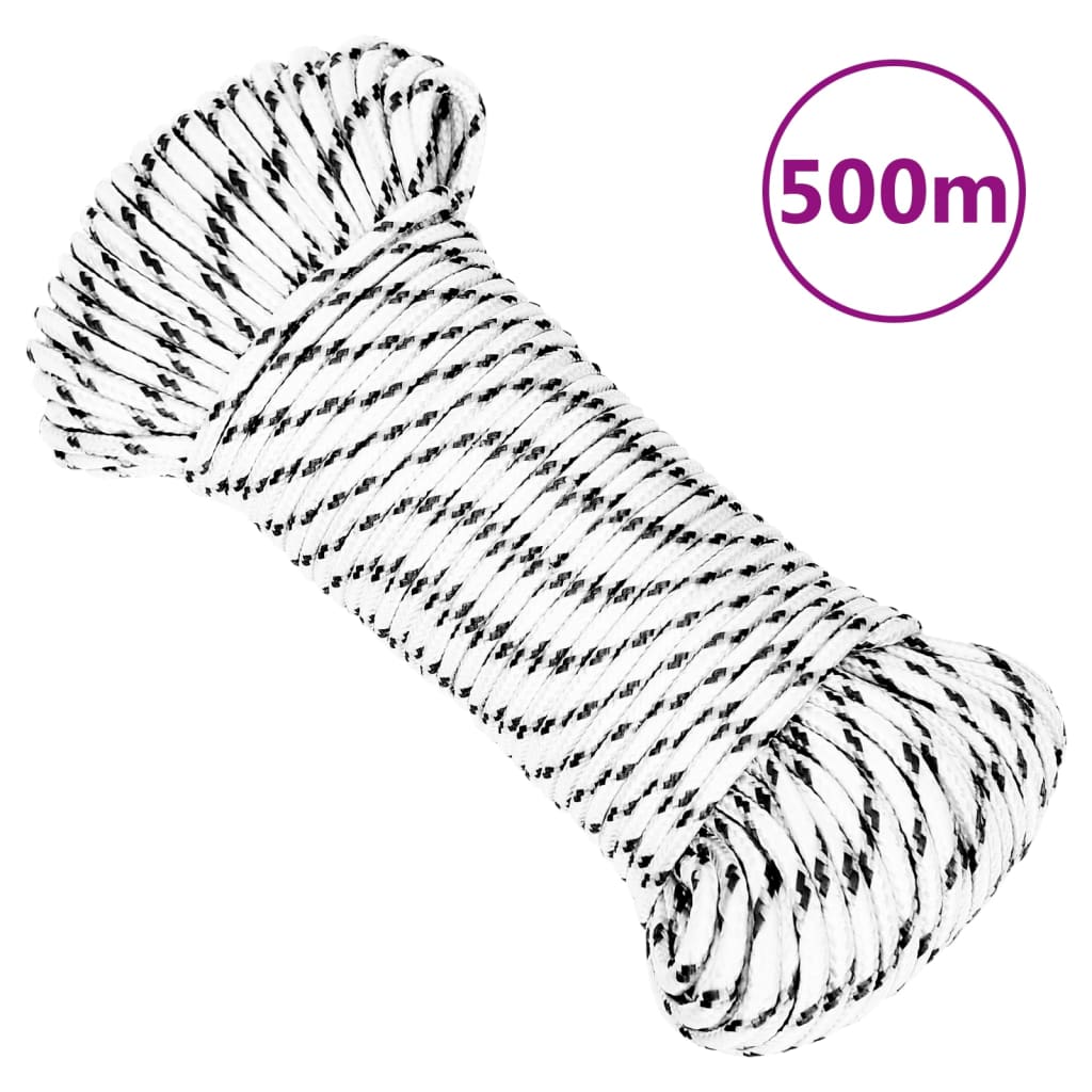 Pleteni brodski konop bijeli 3 mm x 500 m poliesterski