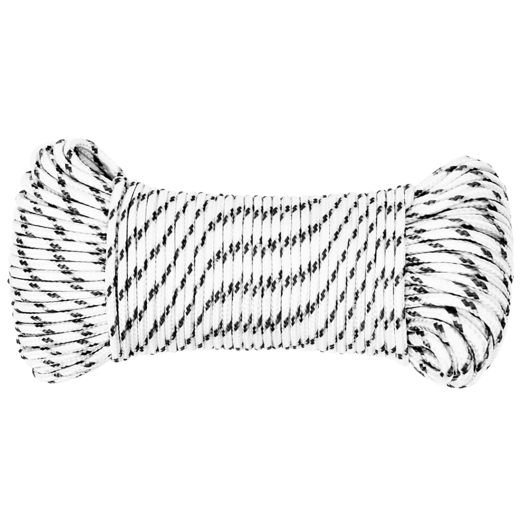 Pleteni brodski konop bijeli 5 mm x 100 m poliesterski