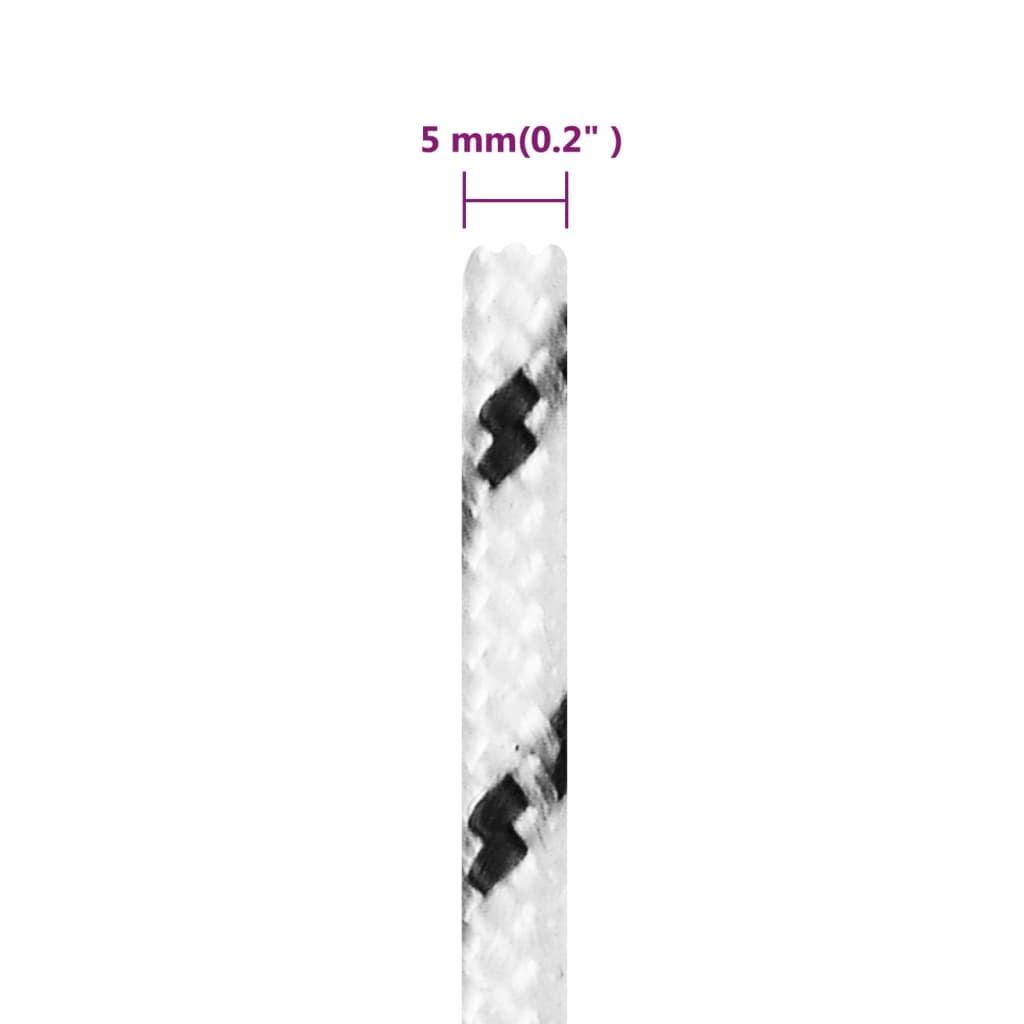 Pleteni brodski konop bijeli 5 mm x 250 m poliesterski