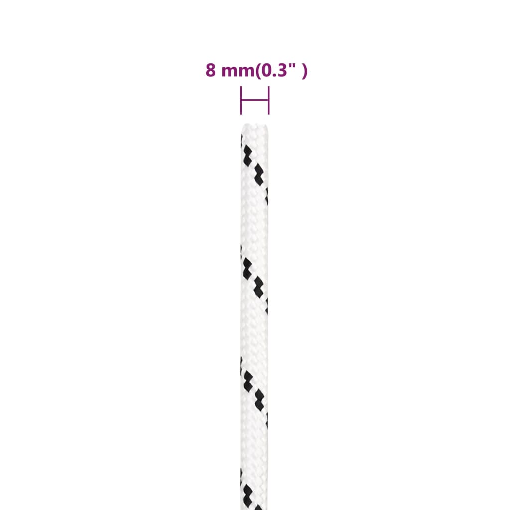 Pleteni brodski konop bijeli 8 mm x 25 m poliesterski