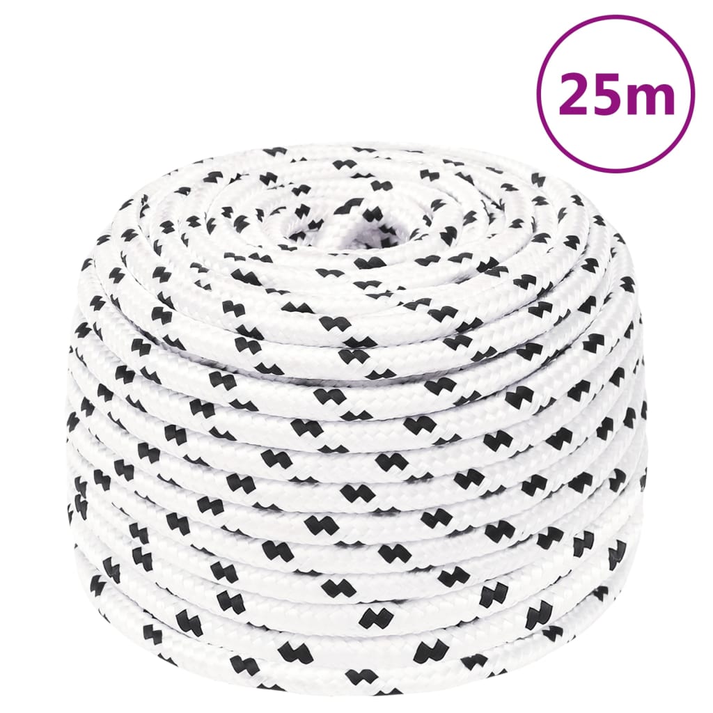 Pleteni brodski konop bijeli 8 mm x 25 m poliesterski