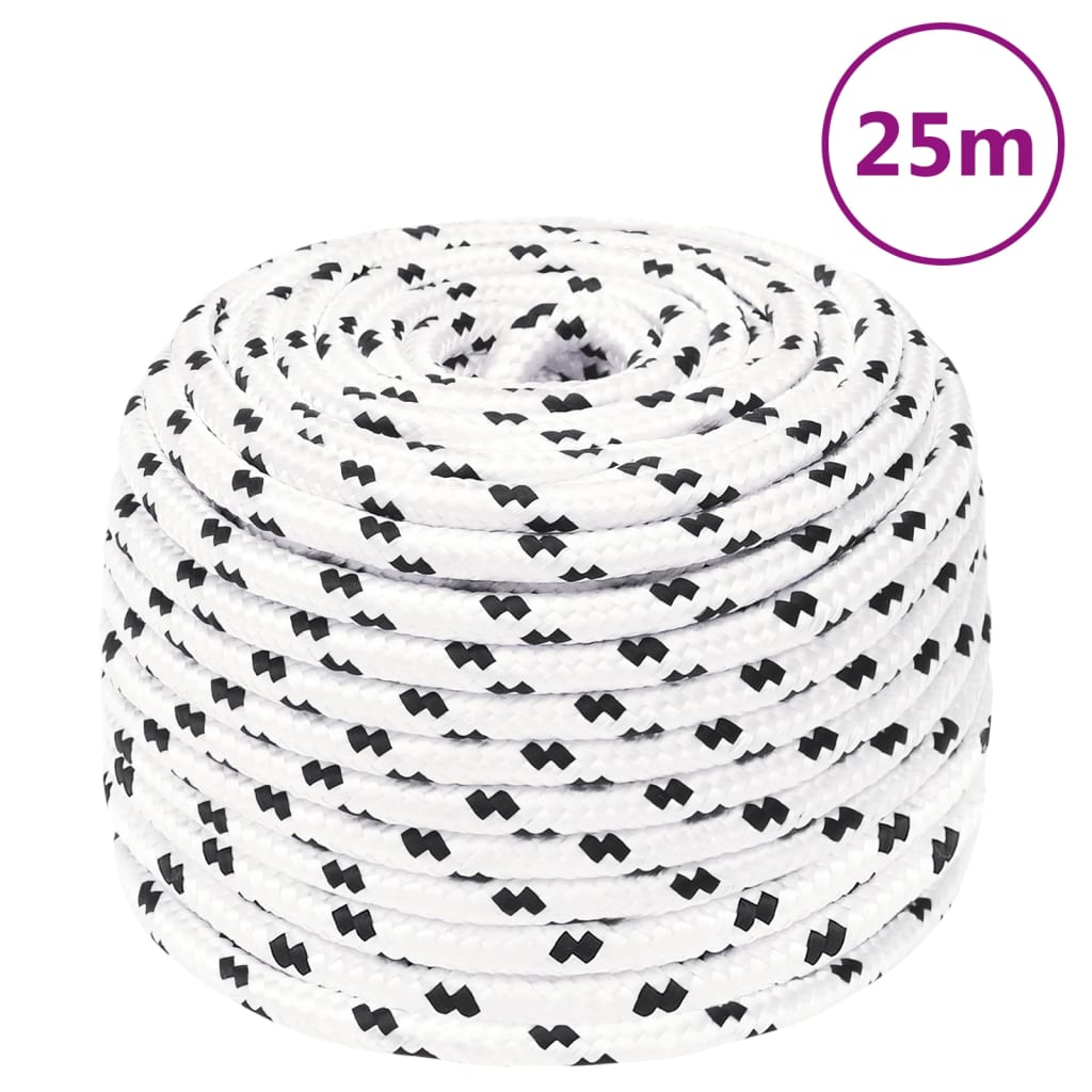 Pleteni brodski konop bijeli 10 mm x 25 m poliesterski