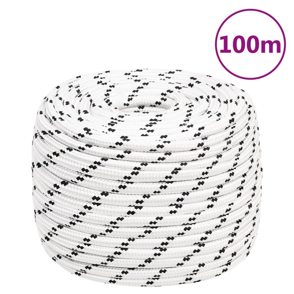 Pleteni brodski konop bijeli 12 mm x 100 m poliesterski