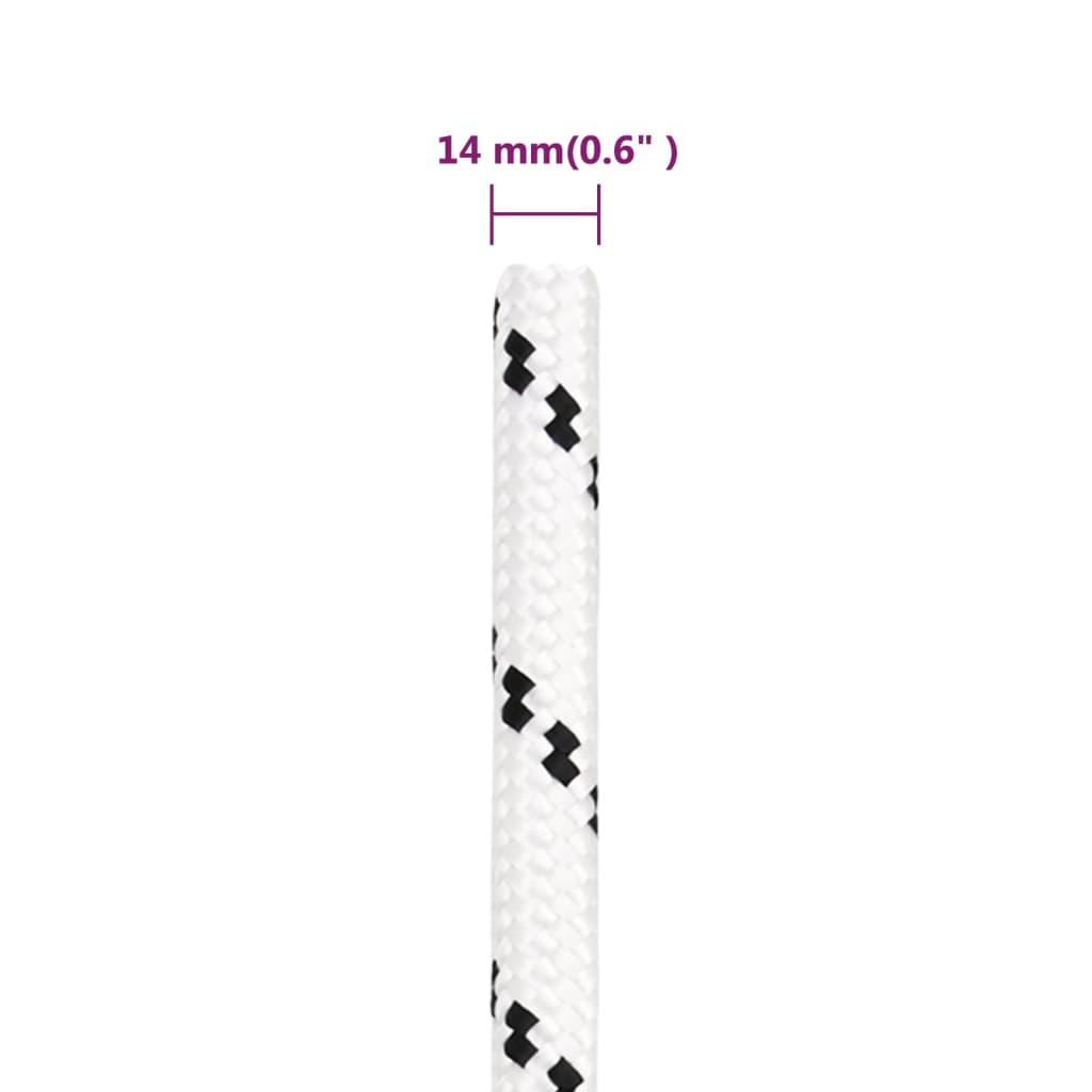 Pleteni brodski konop bijeli 14 mm x 250 m poliesterski