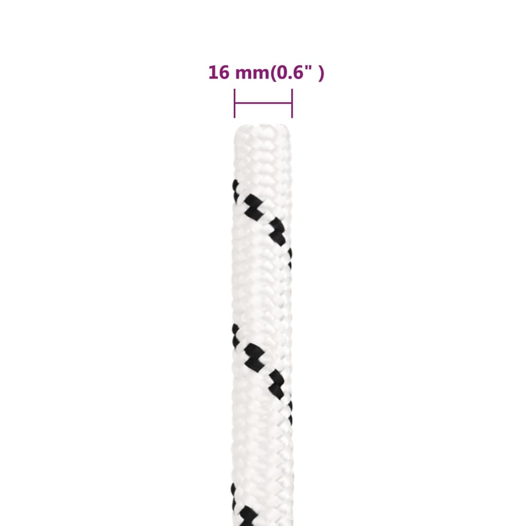 Pleteni brodski konop bijeli 16 mm x 25 m poliesterski