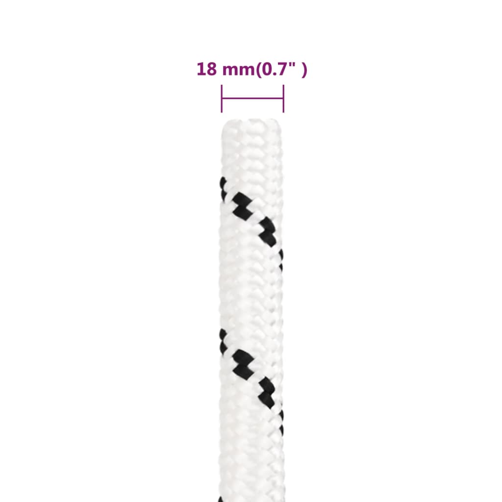 Pleteni brodski konop bijeli 18 mm x 25 m poliesterski