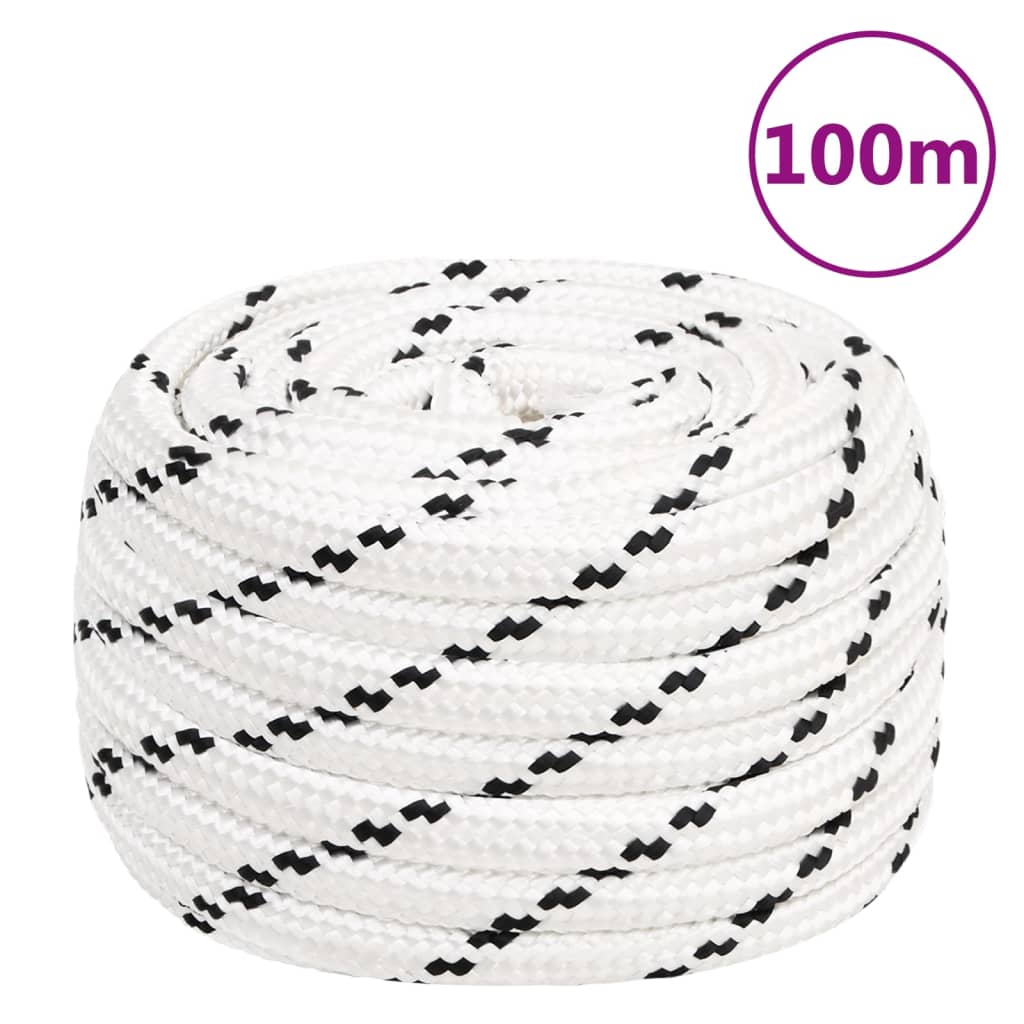Pleteni brodski konop bijeli 20 mm x 100 m poliesterski