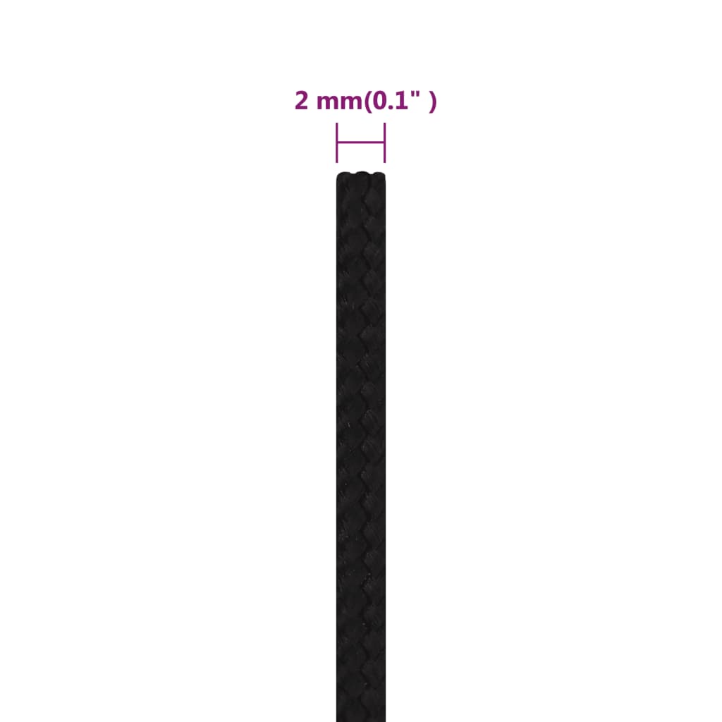 Radno uže crno 2 mm 50 m poliestersko