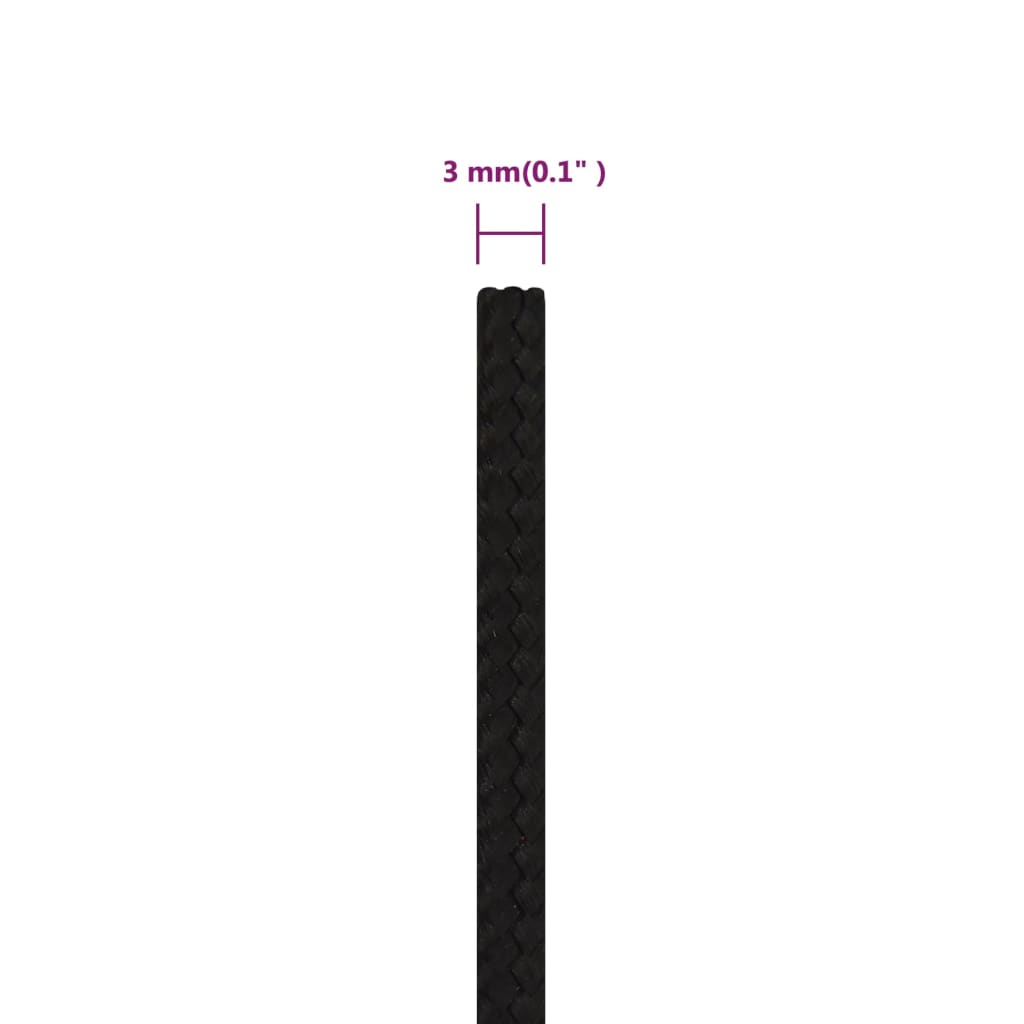 Radno uže crno 3 mm 50 m poliestersko