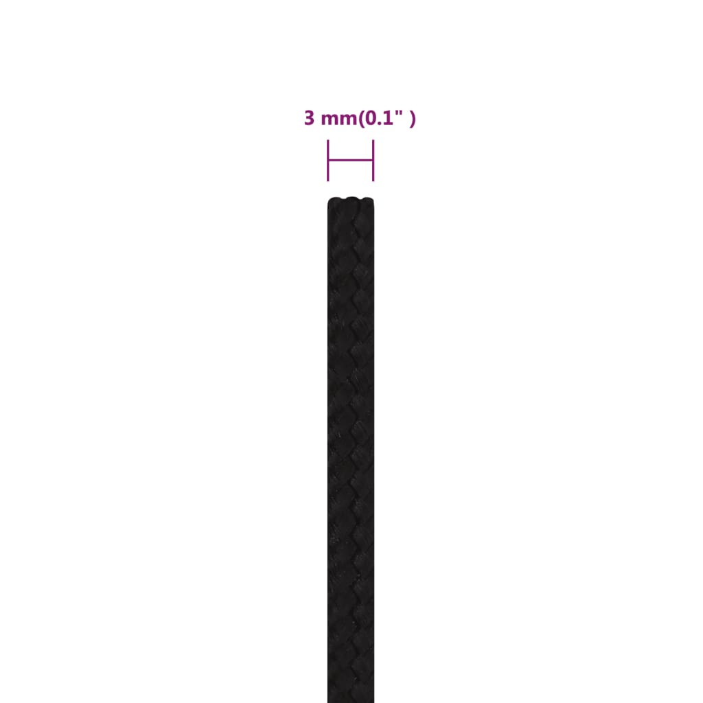 Radno uže crno 3 mm 100 m poliestersko