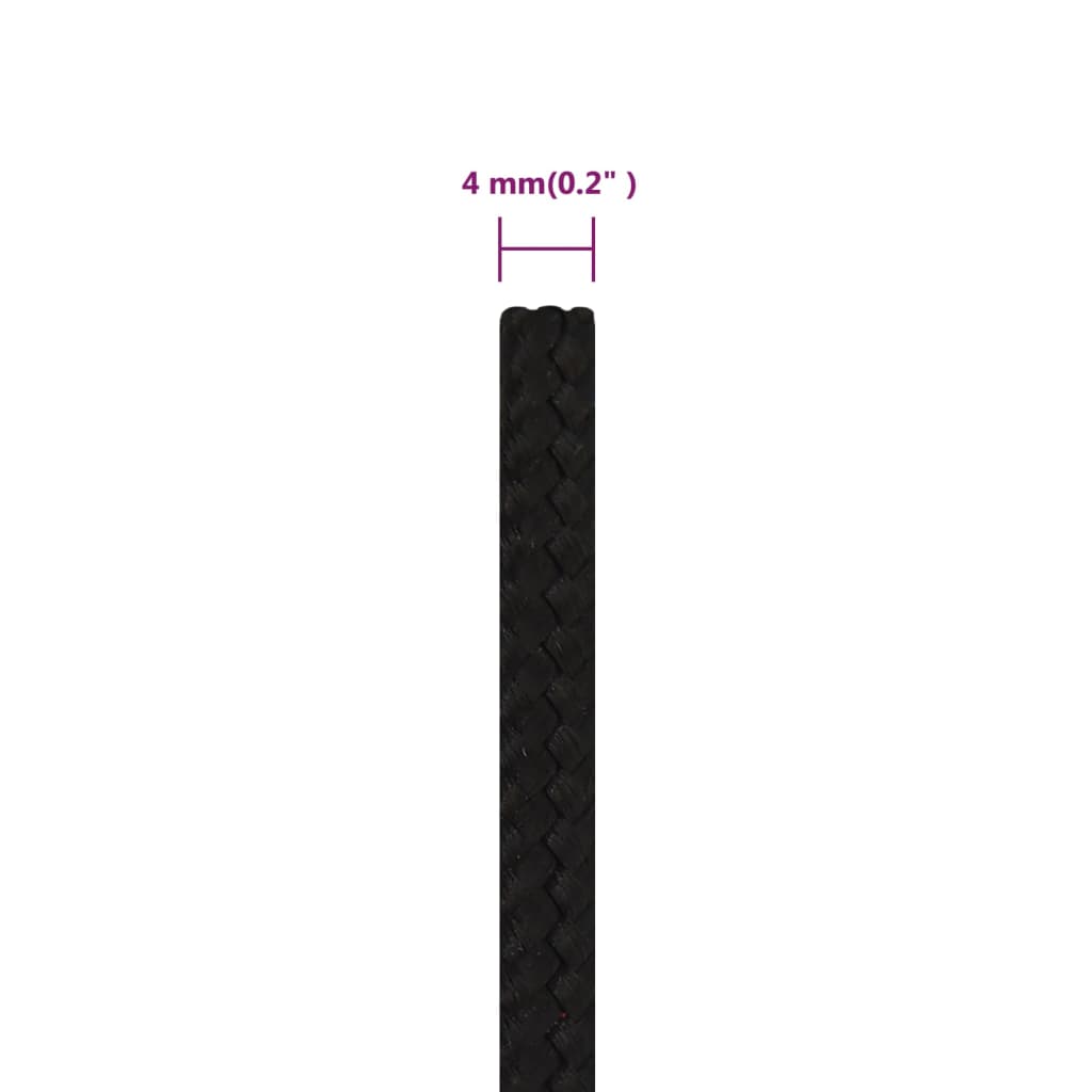 Radno uže crno 4 mm 250 m poliestersko