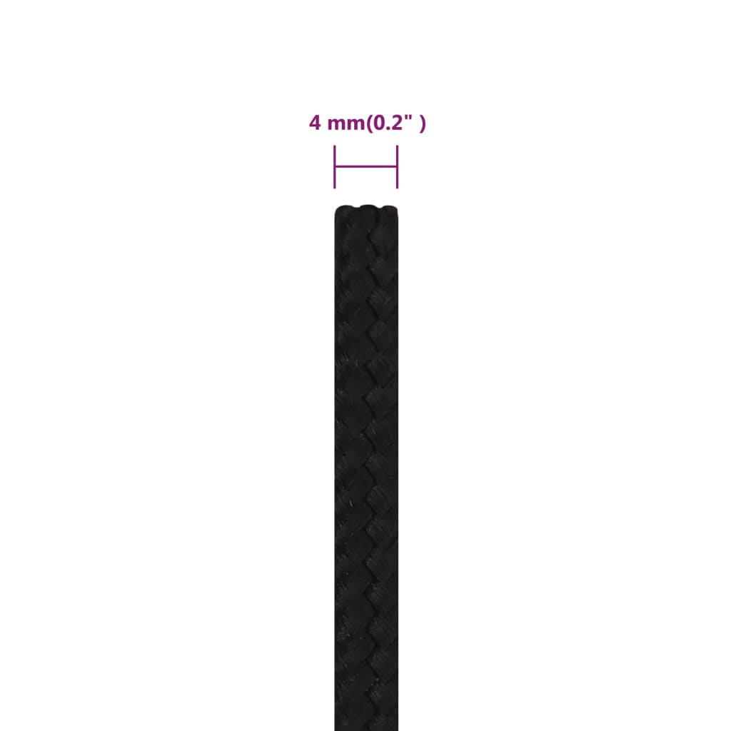 Radno uže crno 4 mm 500 m poliestersko