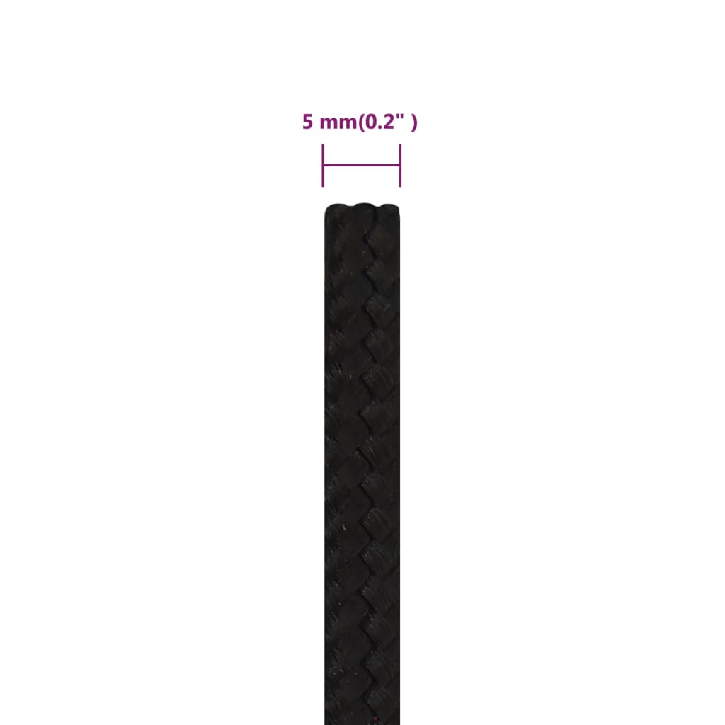 Radno uže crno 5 mm 100 m poliestersko