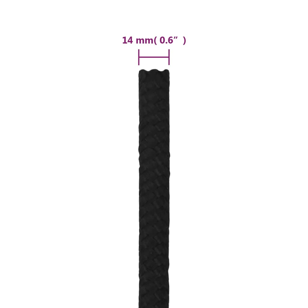 Radno uže crno 14 mm 50 m poliestersko