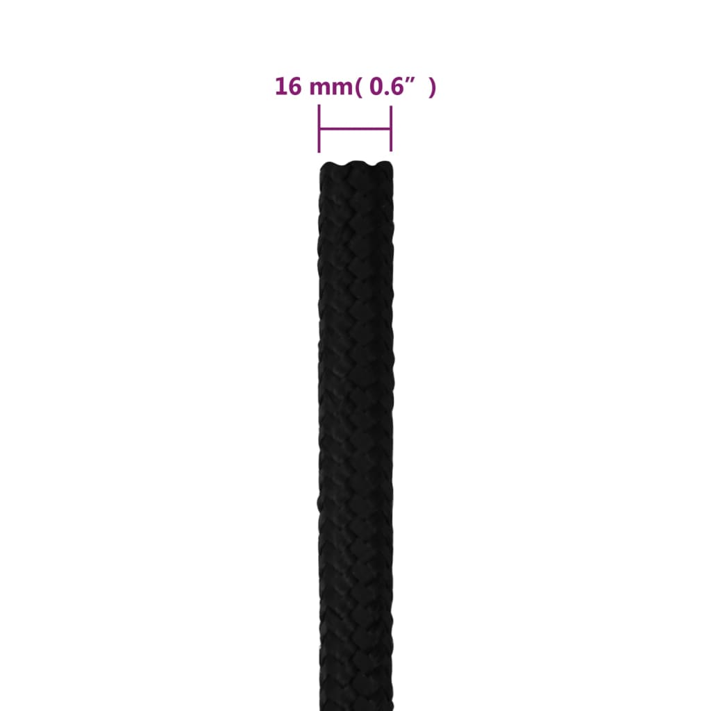 Radno uže crno 16 mm 25 m poliestersko
