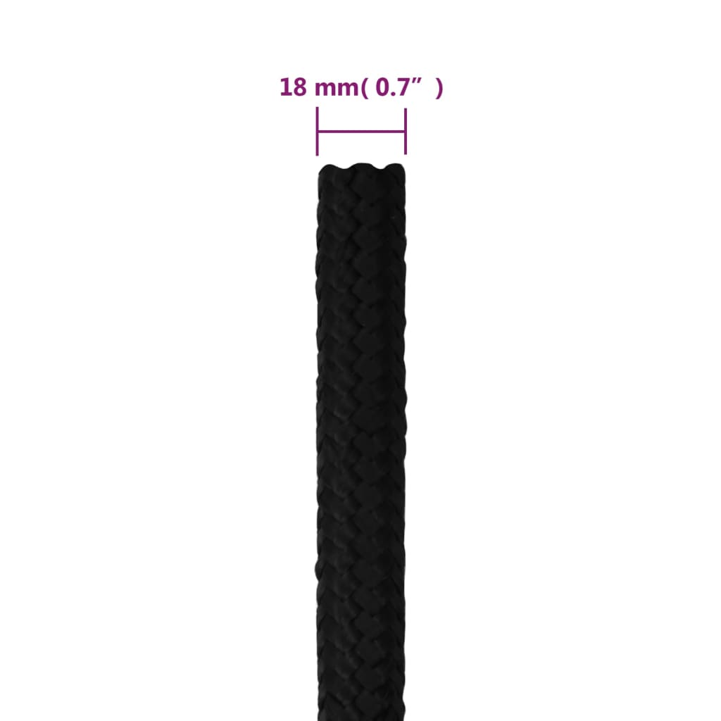 Radno uže crno 18 mm 25 m poliestersko