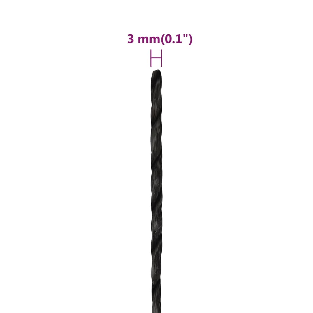 Radno uže crni 3 mm 500 m od polipropilena