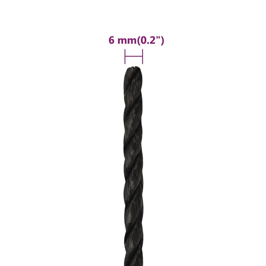 Radno uže crni 6 mm 25 m od polipropilena