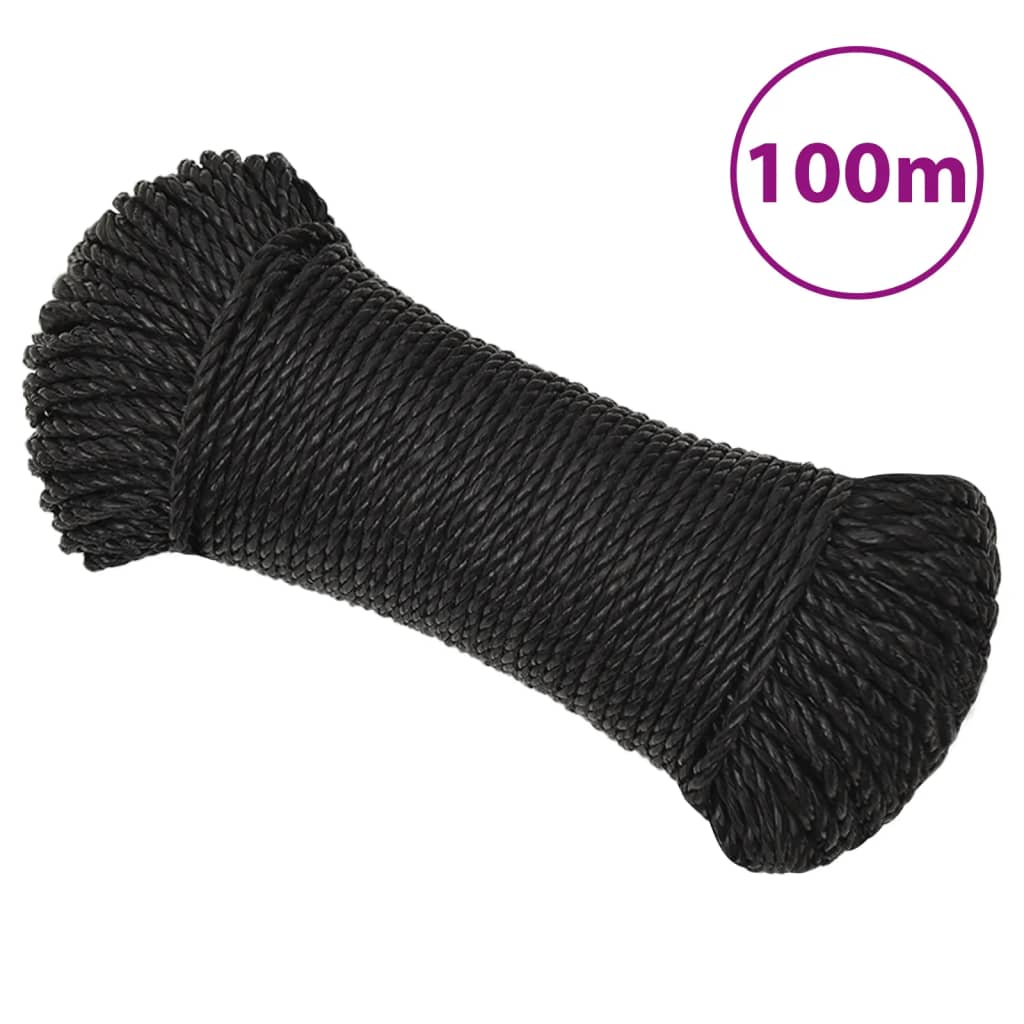 Radno uže crno 6 mm 100 m od polipropilena