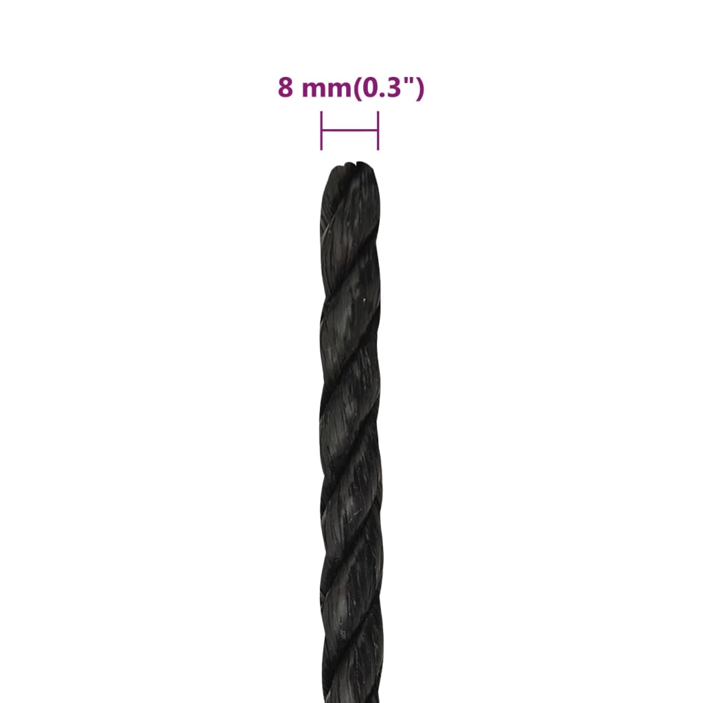 Radno uže crni 8 mm 500 m od polipropilena