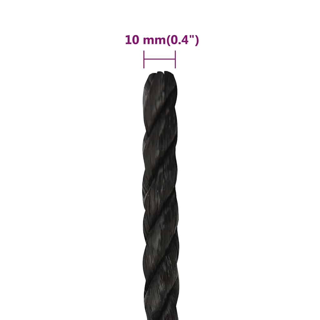 Radno uže crno 10 mm 50 m od polipropilena