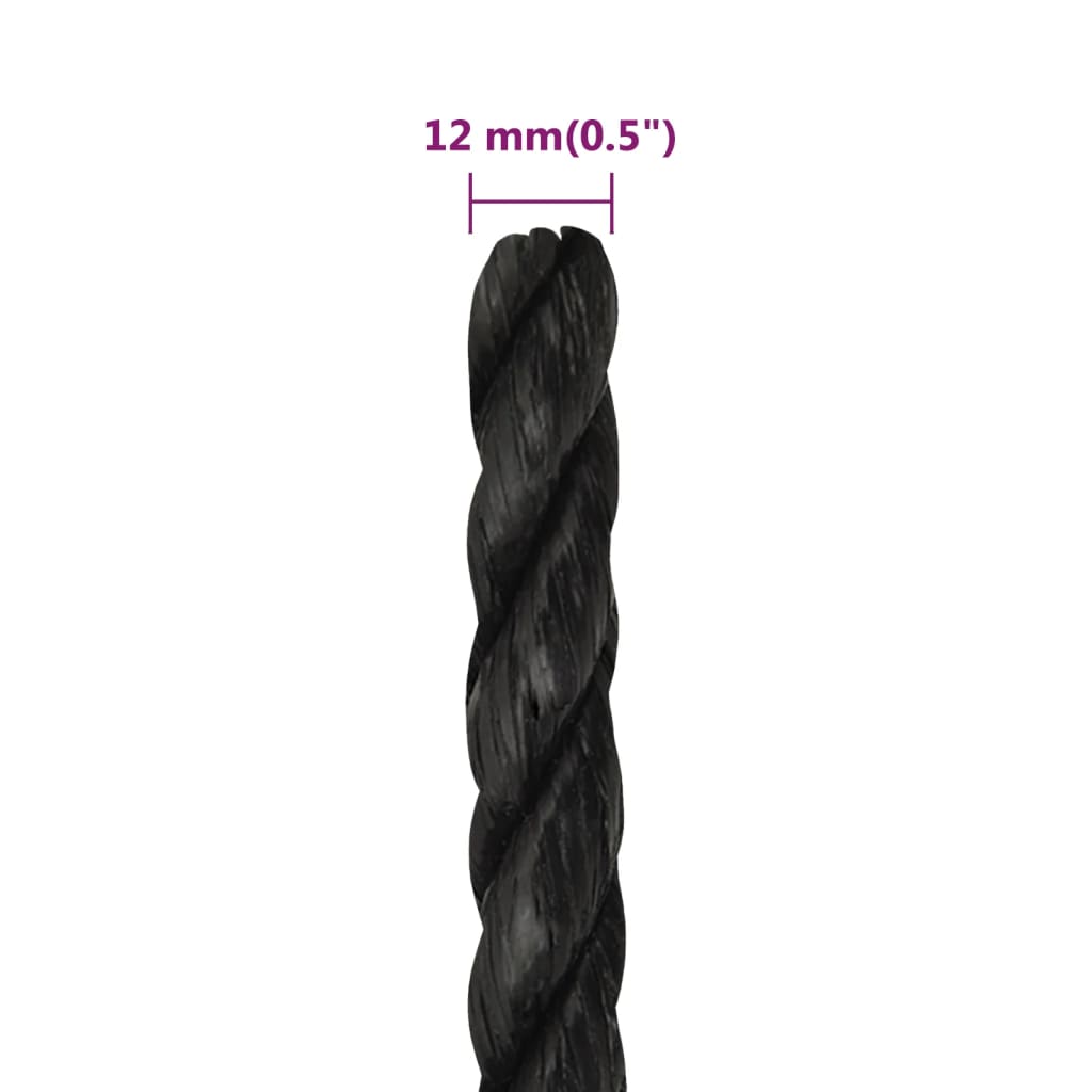 Radno uže crni 12 mm 25 m od polipropilena