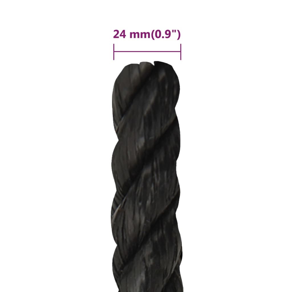 Radno uže crno 24 mm 50 m od polipropilena