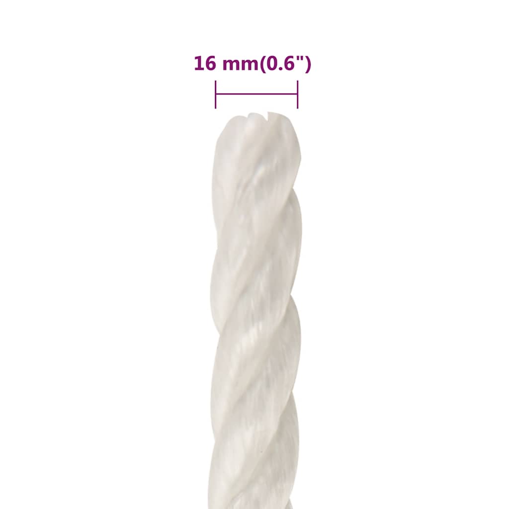 Radno uže bijeli 16 mm 250 m od polipropilena