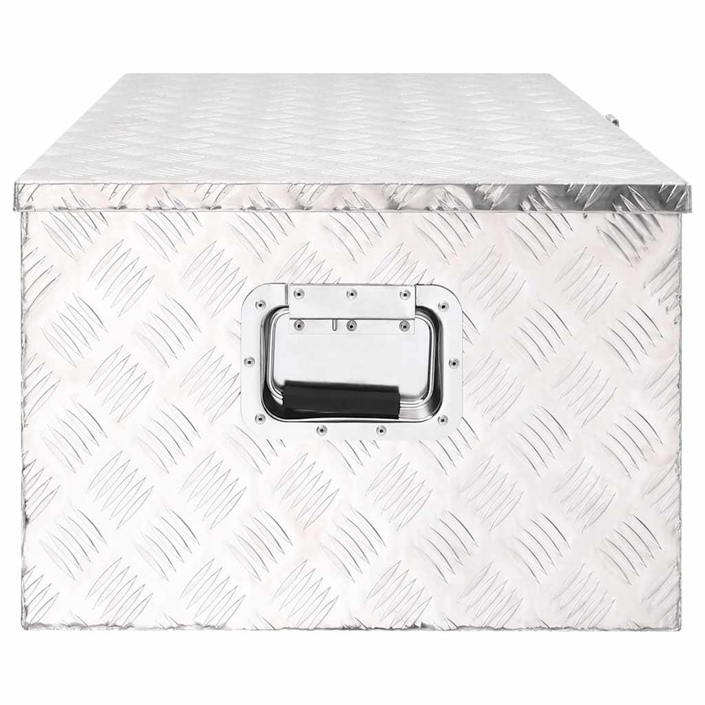 Kutija za pohranu srebrna 100 x 55 x 37 cm aluminijska