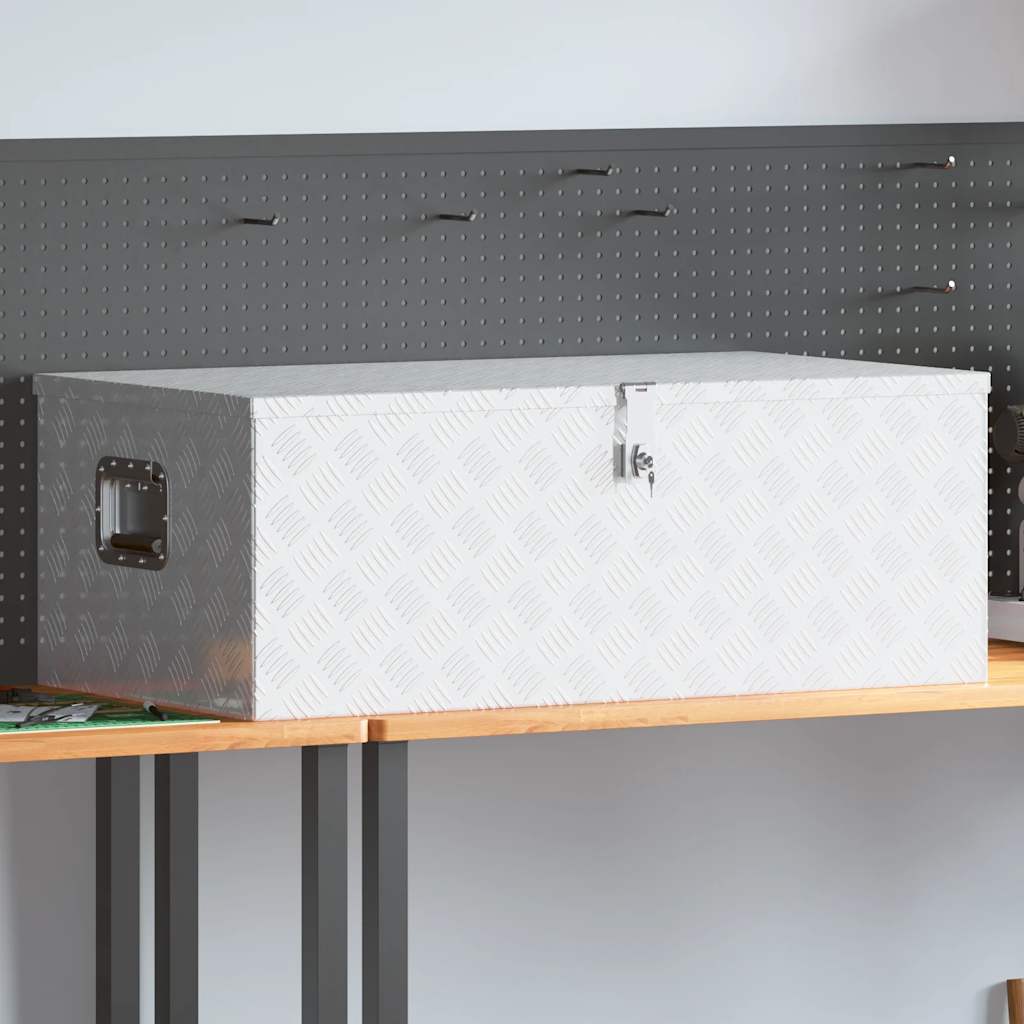 Kutija za pohranu srebrna 100 x 55 x 37 cm aluminijska