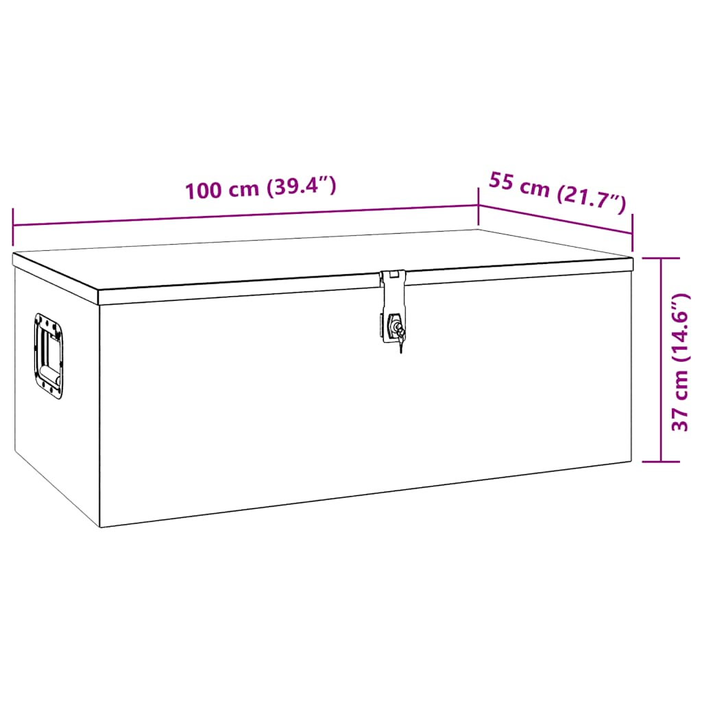 Kutija za pohranu crna 100 x 55 x 37 cm aluminijska