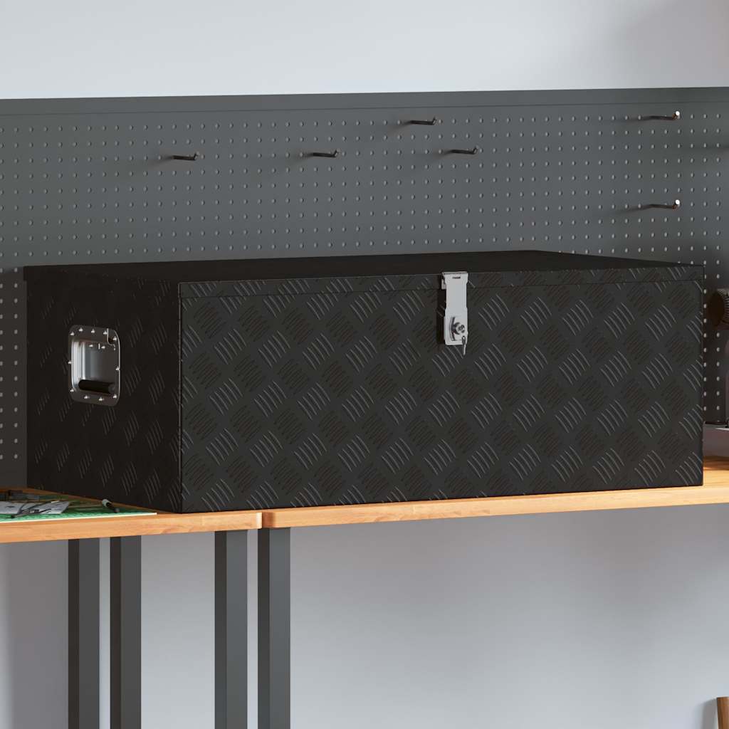 Kutija za pohranu crna 100 x 55 x 37 cm aluminijska